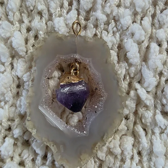 Crystal Pendant with Amethyst Accent - Picture 1 of 5